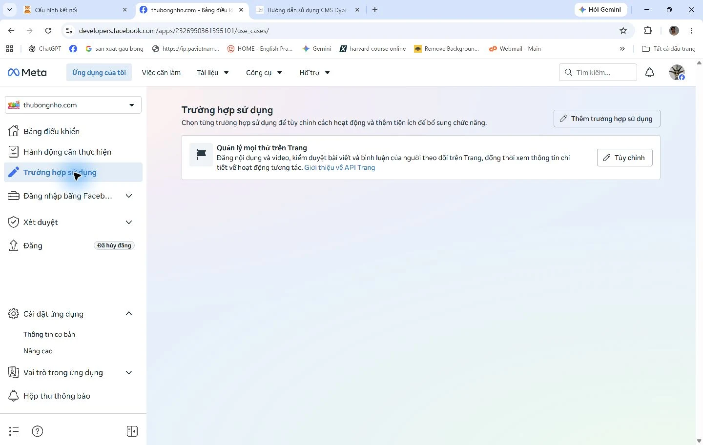 Ứng dụng Meta có trường hợp sử dụng quản lý Trang Facebook