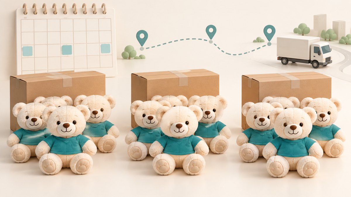 Giao thú bông nhiều đợt: tính lịch sản xuất từ ngày bắt đầu chiến dịch