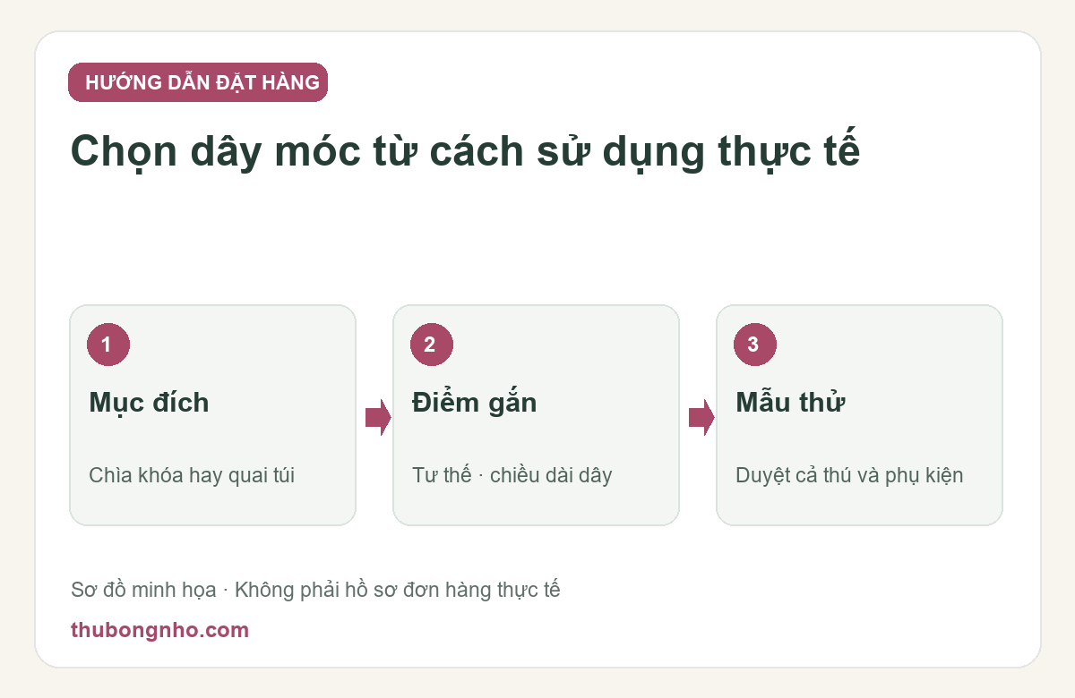 Dây móc cho thú bông nhỏ: chọn vòng khóa hay móc treo túi?