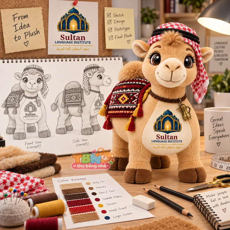 Ảnh bổ sung của Lạc đà bông Sultan gắn logo đặt may theo yêu cầu
