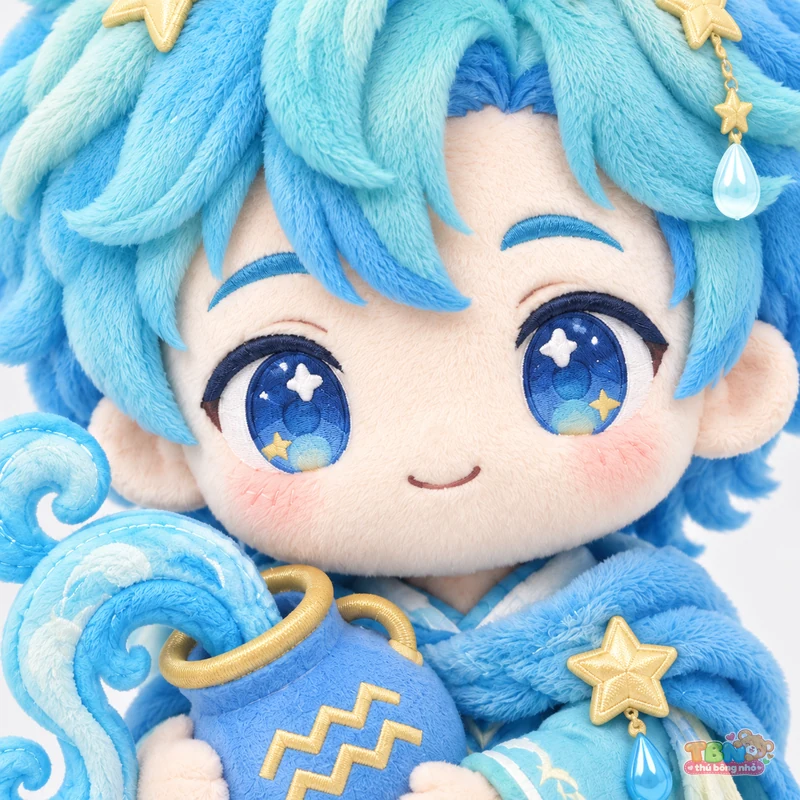 Thú bông Bảo Bình Aquarius chibi ôm bình nước theo yêu cầu – chi tiết bề mặt và nhận diện