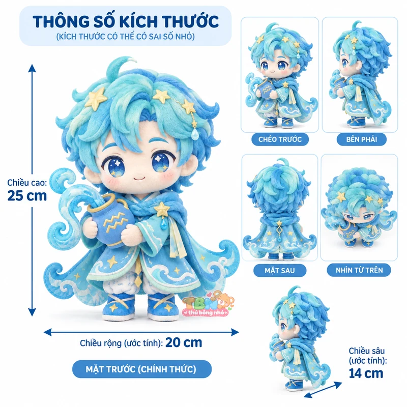 Ảnh bổ sung của Thú bông Bảo Bình Aquarius chibi ôm bình nước theo yêu cầu