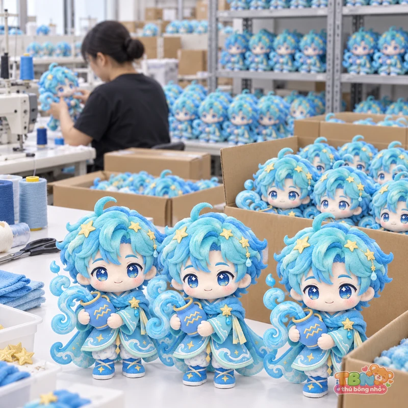 Ảnh bổ sung của Thú bông Bảo Bình Aquarius chibi ôm bình nước theo yêu cầu