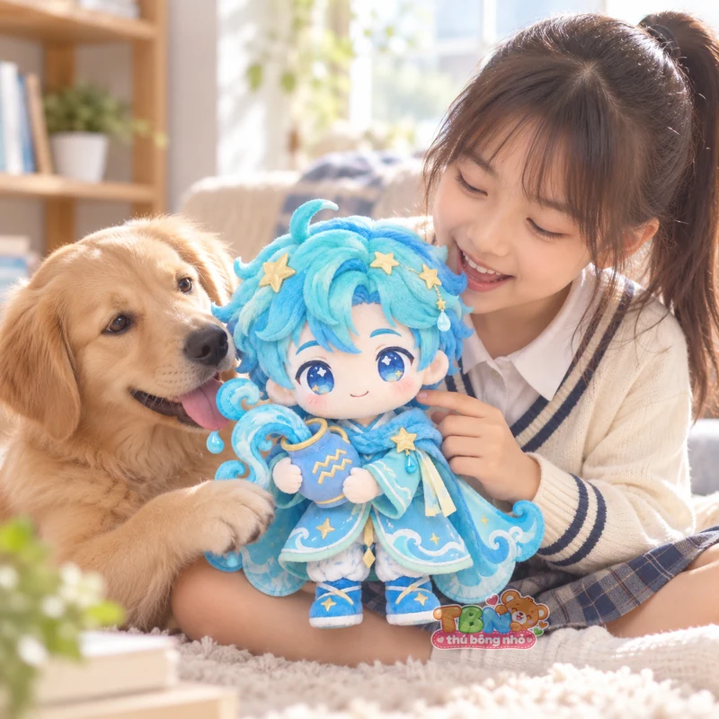 Ảnh bổ sung của Thú bông Bảo Bình Aquarius chibi ôm bình nước theo yêu cầu