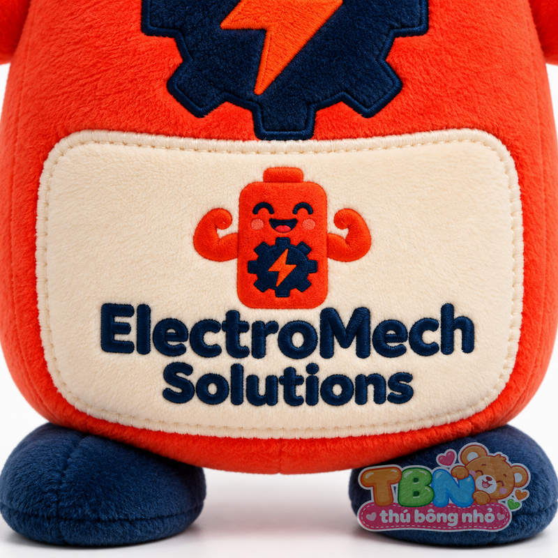Thú bông Pin điện ElectroMech – chi tiết logo trên mẫu tham khảo