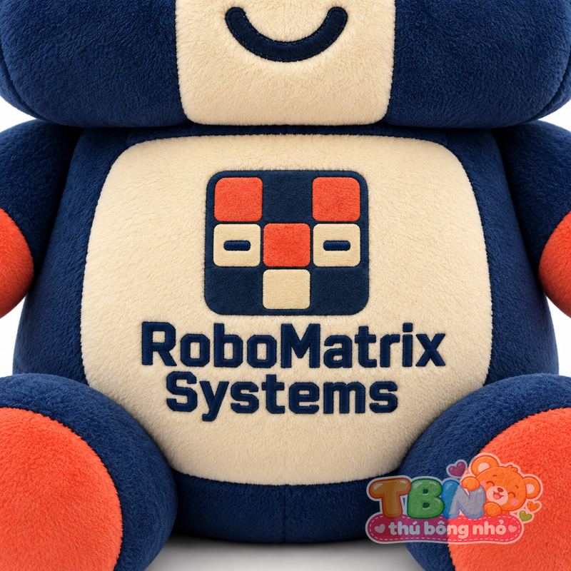 Thú bông Robot khối RoboMatrix – chi tiết logo trên mẫu tham khảo