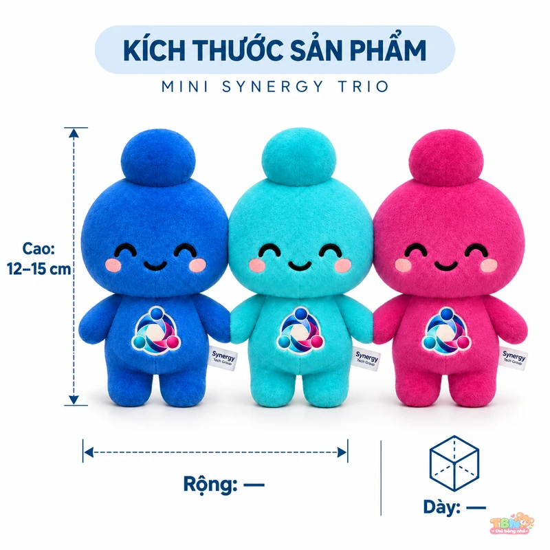 Ảnh bổ sung của Thú bông Mini Synergy Trio ba màu gắn logo theo yêu cầu
