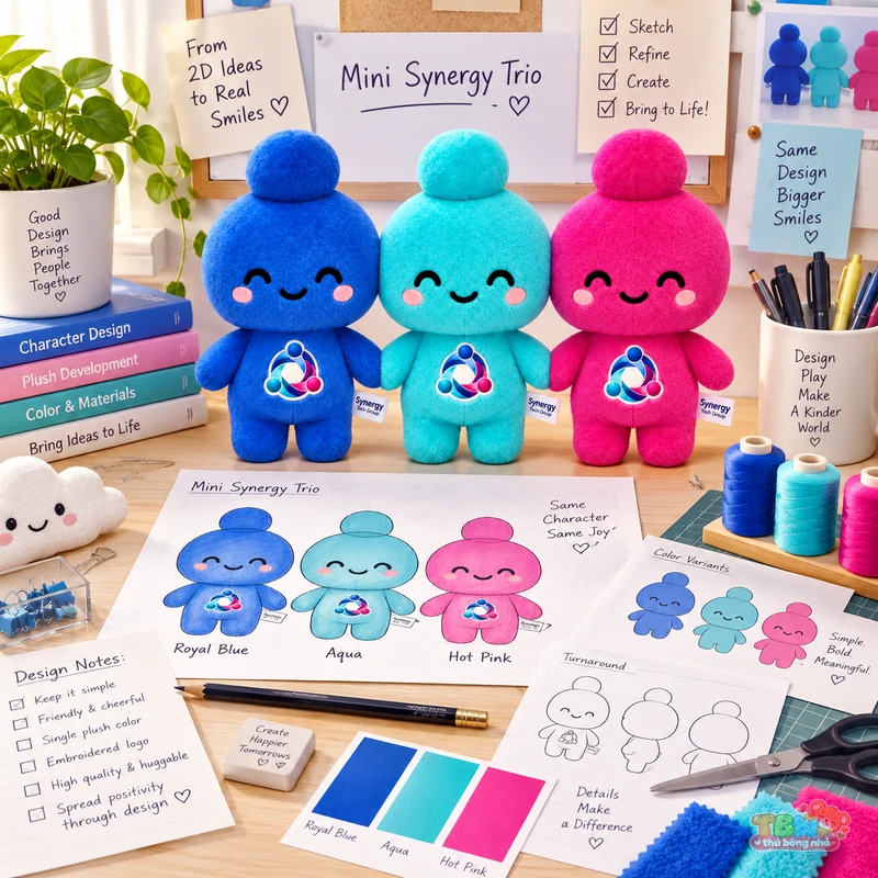 Ảnh bổ sung của Thú bông Mini Synergy Trio ba màu gắn logo theo yêu cầu