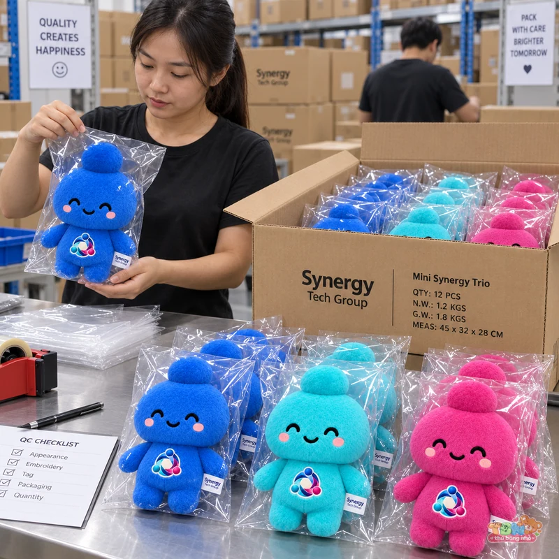 Ảnh bổ sung của Thú bông Mini Synergy Trio ba màu gắn logo theo yêu cầu