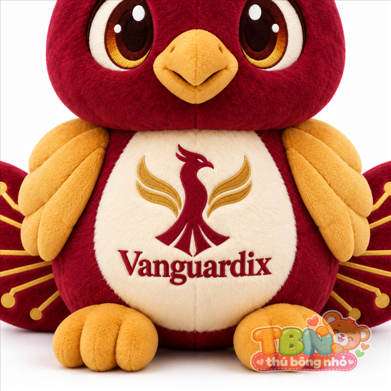 Thú bông Phượng hoàng Vanguardix – chi tiết logo trên mẫu tham khảo