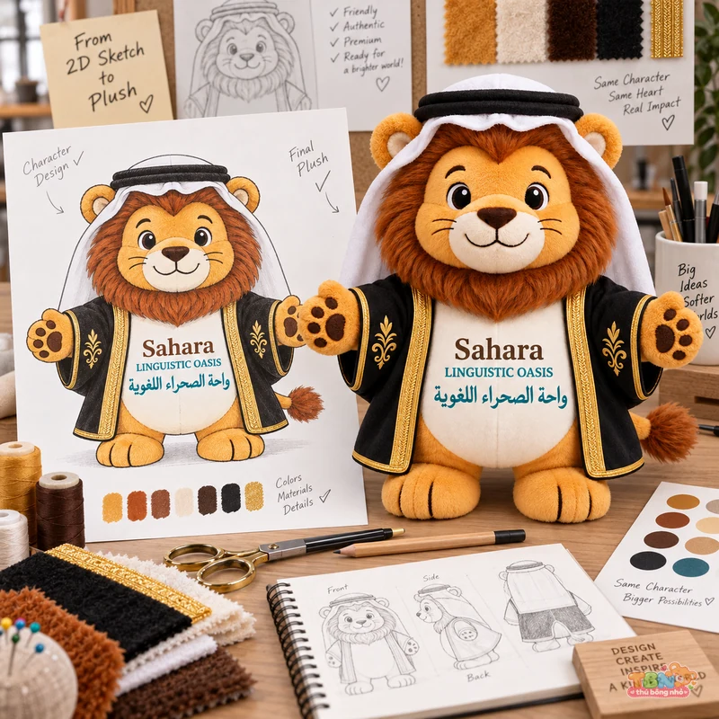 Ảnh bổ sung của Thú bông sư tử Sahara gắn logo đặt may theo yêu cầu