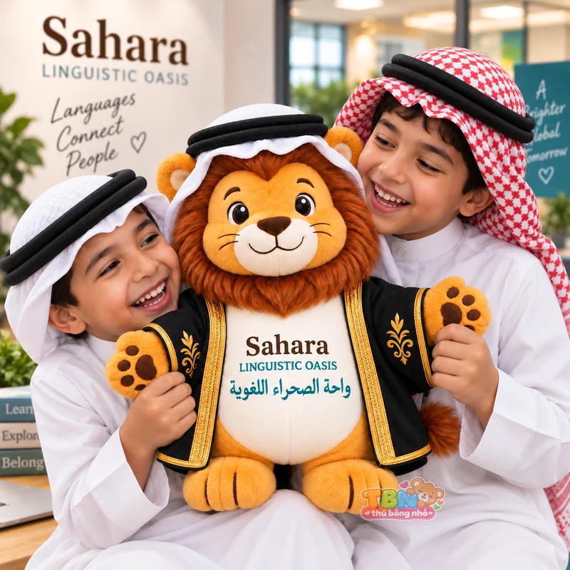 Ảnh bổ sung của Thú bông sư tử Sahara gắn logo đặt may theo yêu cầu