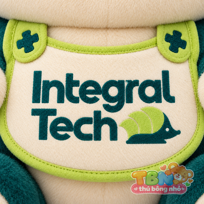 Thú bông Nhím Integral Tech – chi tiết logo trên mẫu tham khảo