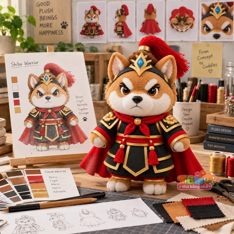 Ảnh bổ sung của Thú bông Shiba Tuất võ tướng chibi theo yêu cầu
