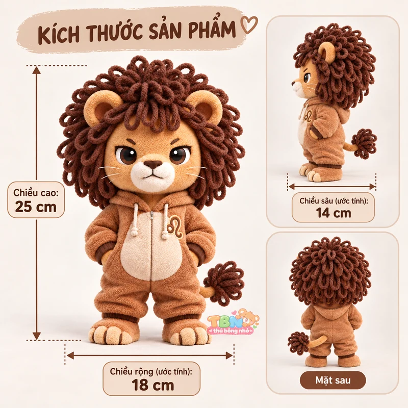 Ảnh bổ sung của Thú bông Sư Tử Leo chibi bờm xoăn đặt may theo yêu cầu