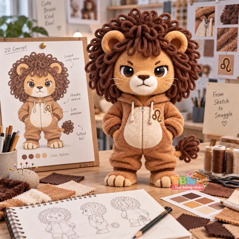 Ảnh bổ sung của Thú bông Sư Tử Leo chibi bờm xoăn đặt may theo yêu cầu