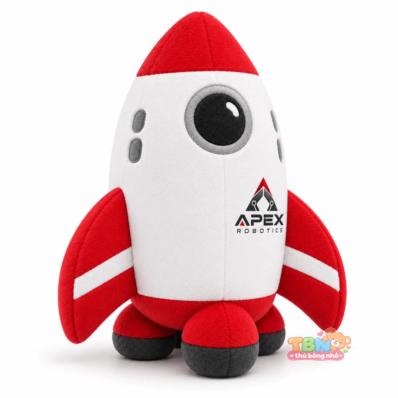 Thú bông tên lửa Apex Robotics đặt may theo yêu cầu – góc nghiêng 45 độ