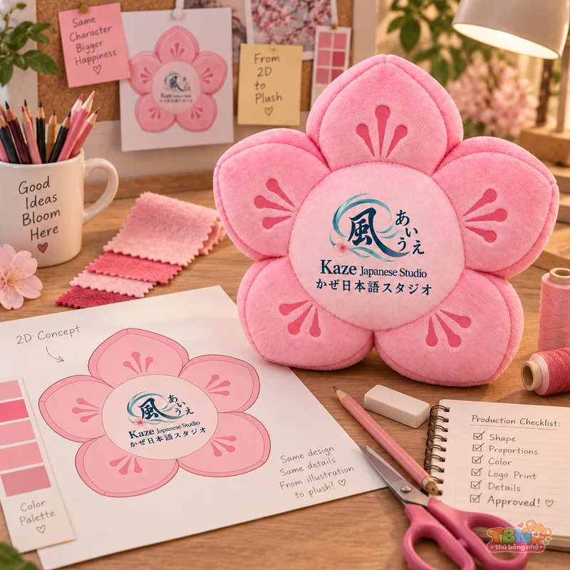 Ảnh bổ sung của Thú bông hoa anh đào Kaze gắn logo theo yêu cầu
