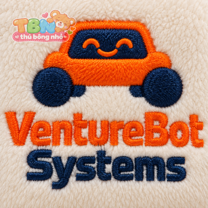 Thú bông Xe thám hiểm VentureBot – chi tiết logo trên mẫu tham khảo