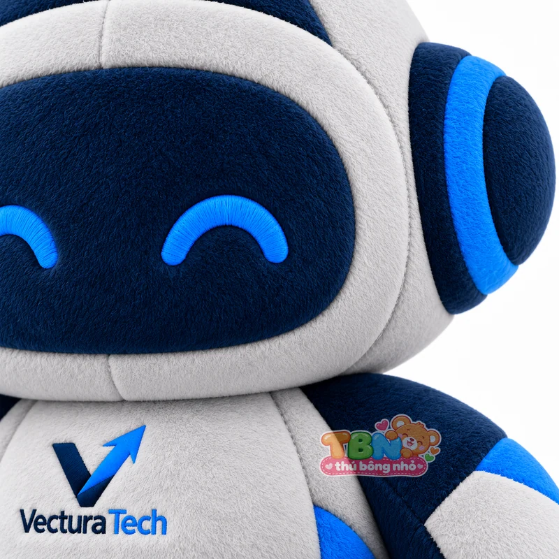 Robot bông Vectura Tech đặt may theo yêu cầu – chi tiết bề mặt và nhận diện
