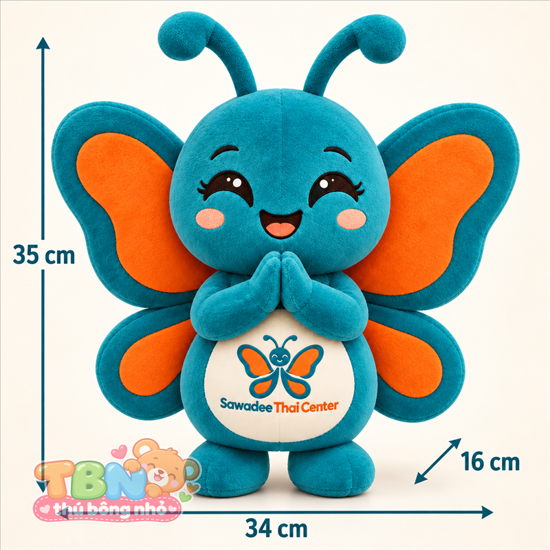 Ảnh bổ sung của Thú bông Bướm chào Wai Sawadee đặt may theo yêu cầu