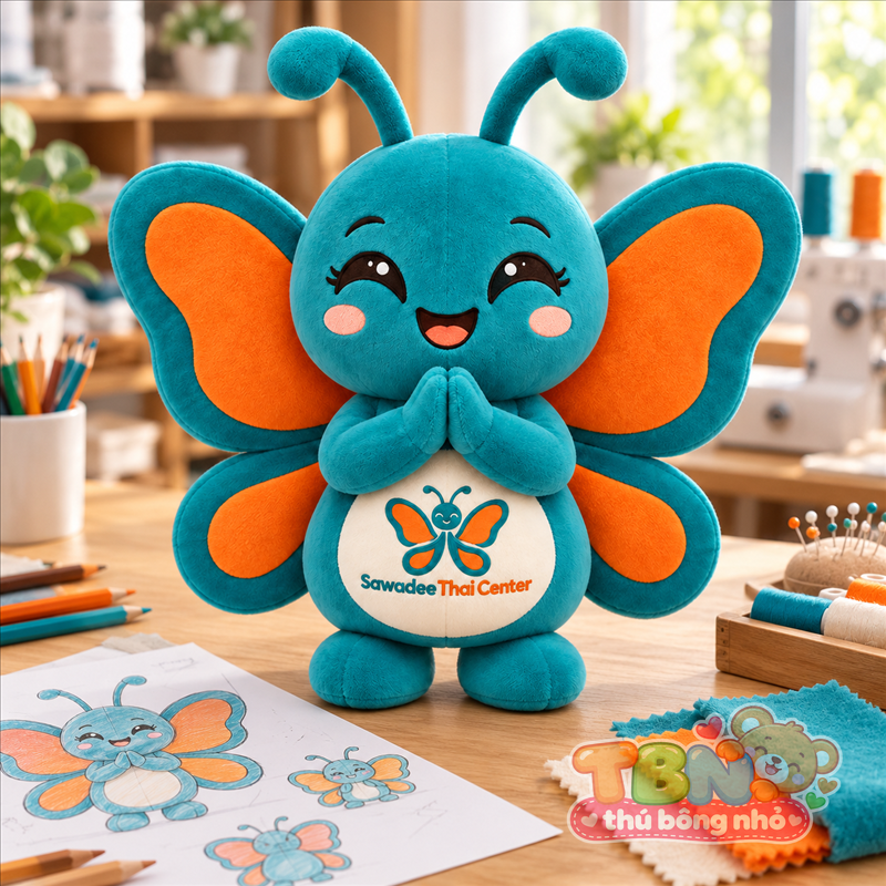 Ảnh bổ sung của Thú bông Bướm chào Wai Sawadee đặt may theo yêu cầu
