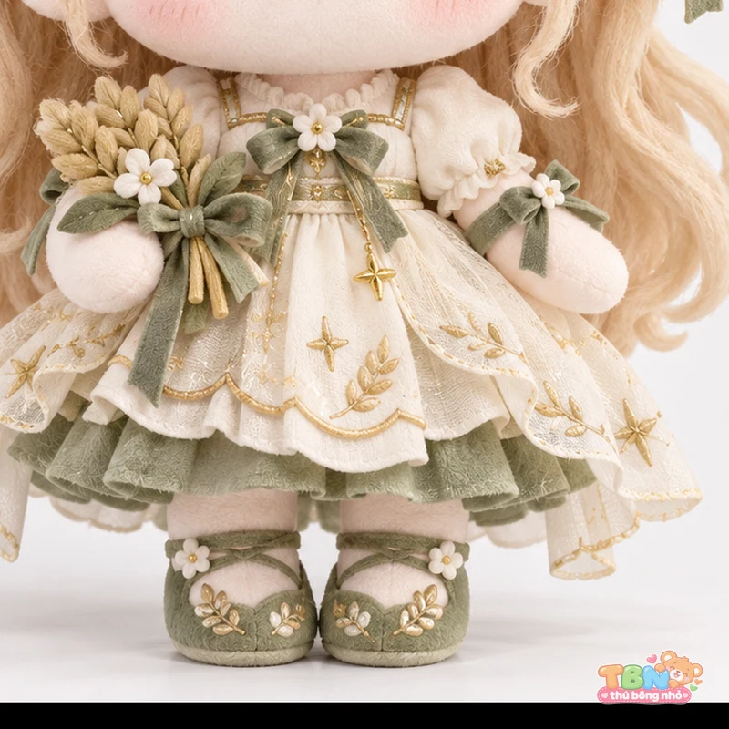 Búp bê bông Xử Nữ chibi hoa lúa theo yêu cầu – chi tiết bề mặt và nhận diện