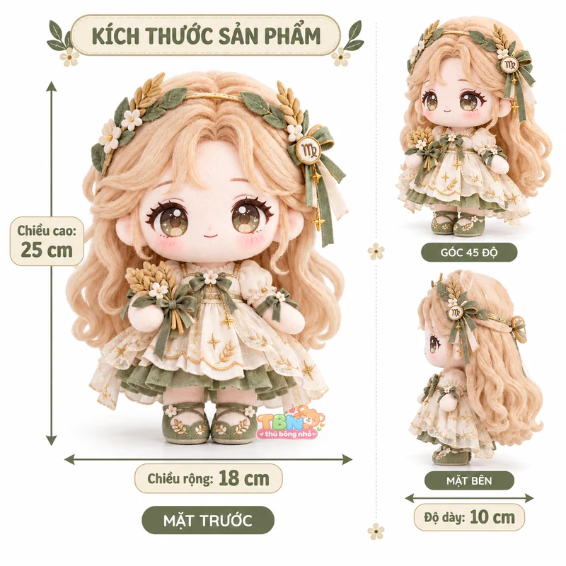 Ảnh bổ sung của Búp bê bông Xử Nữ chibi hoa lúa theo yêu cầu