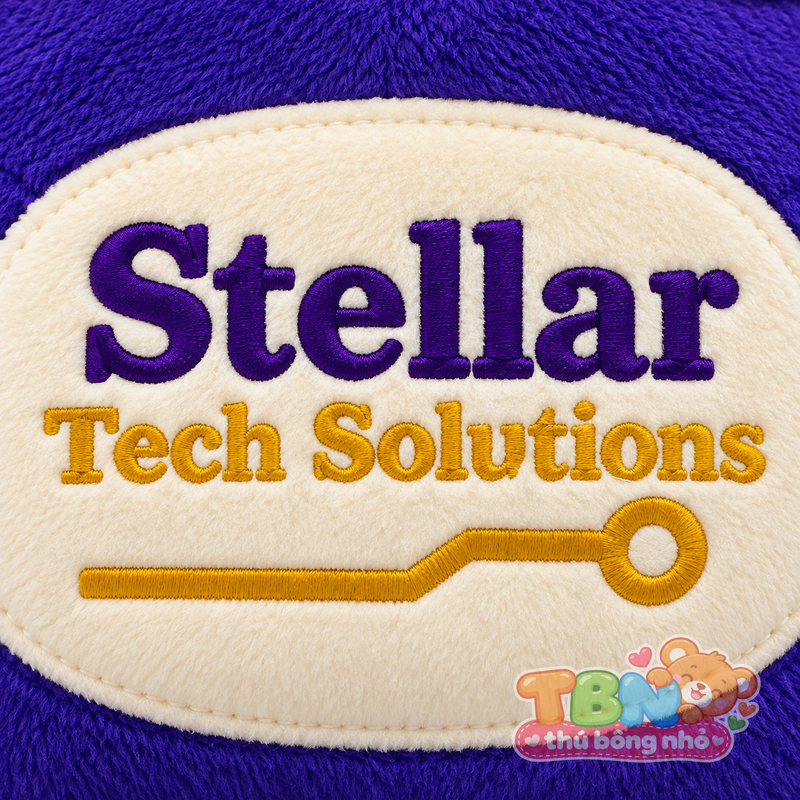 Thú bông Ngôi sao kỹ sư Stellar – chi tiết logo trên mẫu tham khảo