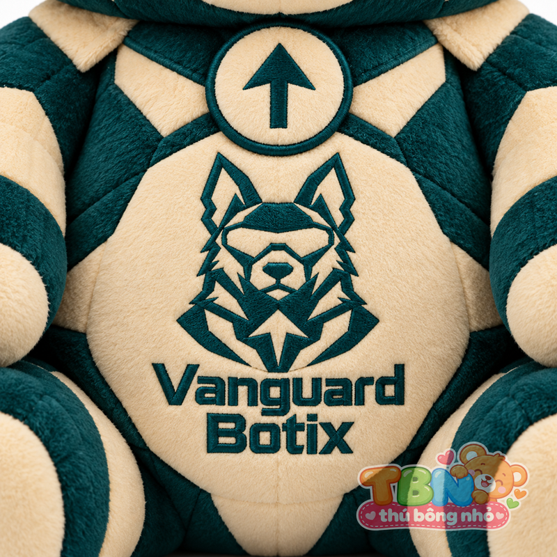 Thú bông Chó chăn cừu Vanguard Botix – chi tiết logo trên mẫu tham khảo