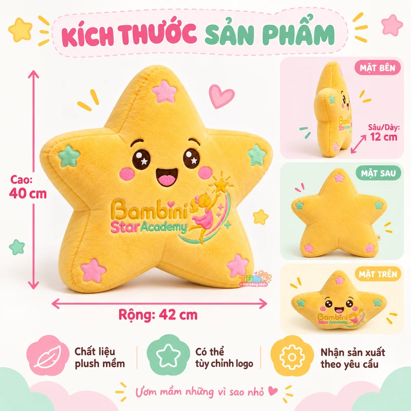 Ảnh bổ sung của Thú bông ngôi sao Bambini gắn logo đặt may riêng