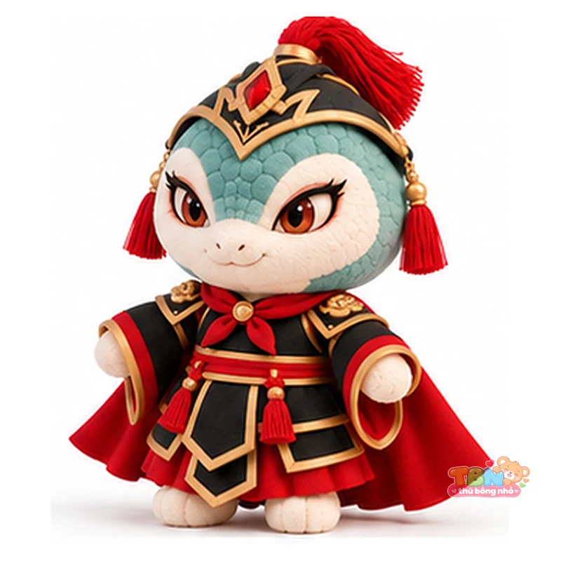 Thú bông rắn Tỵ võ tướng chibi theo yêu cầu – góc nghiêng 45 độ