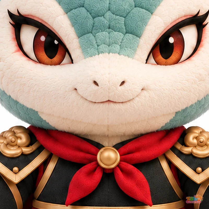 Thú bông rắn Tỵ võ tướng chibi theo yêu cầu – chi tiết bề mặt và nhận diện