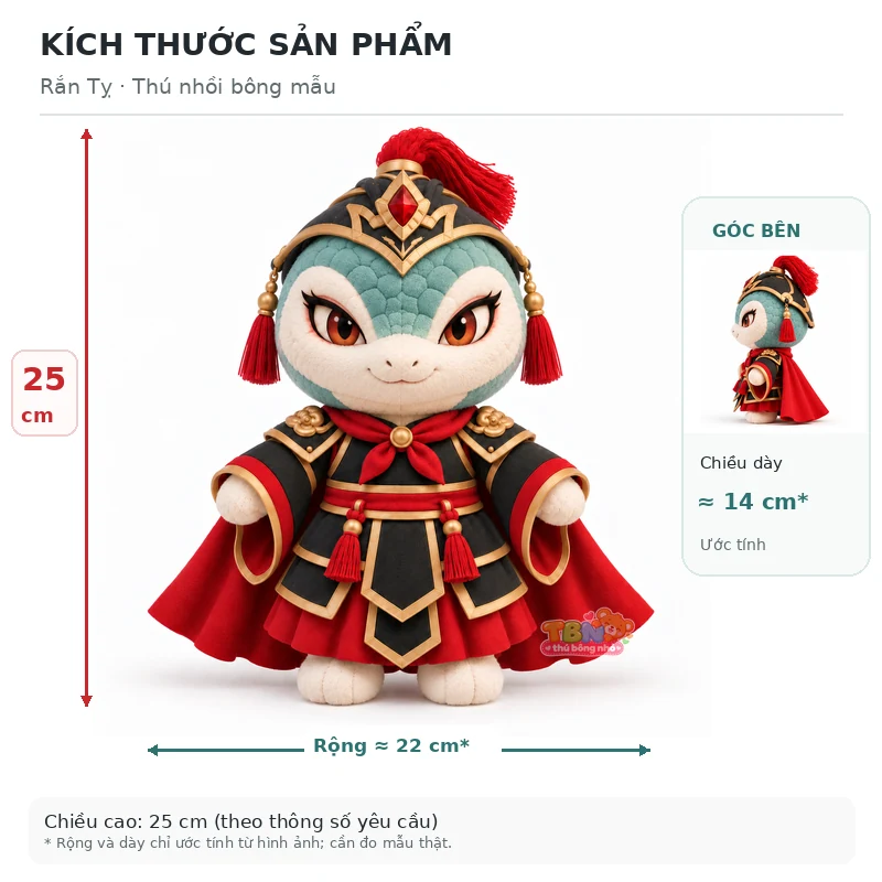 Ảnh bổ sung của Thú bông rắn Tỵ võ tướng chibi theo yêu cầu