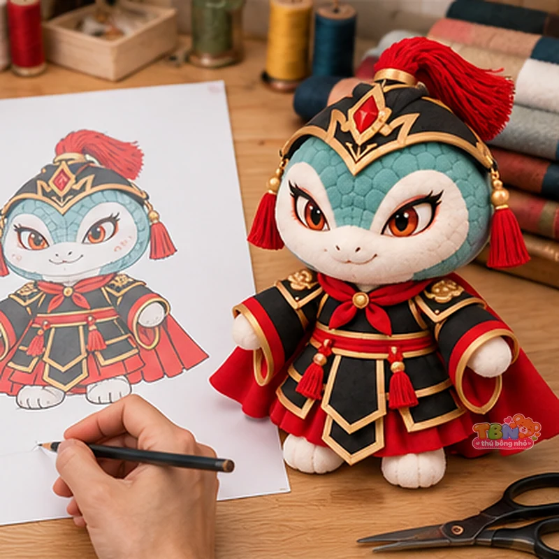 Ảnh bổ sung của Thú bông rắn Tỵ võ tướng chibi theo yêu cầu