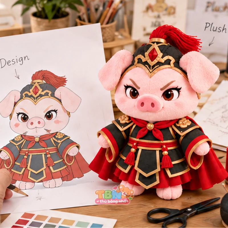 Ảnh bổ sung của Thú bông heo Hợi võ tướng chibi theo yêu cầu