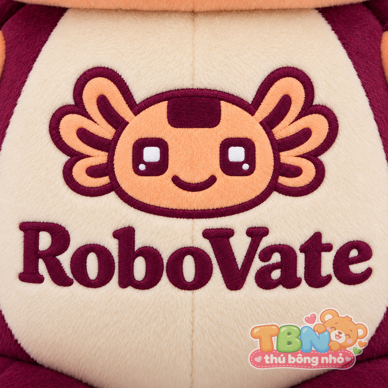 Thú bông Kỳ giông robot RoboVate – chi tiết logo trên mẫu tham khảo