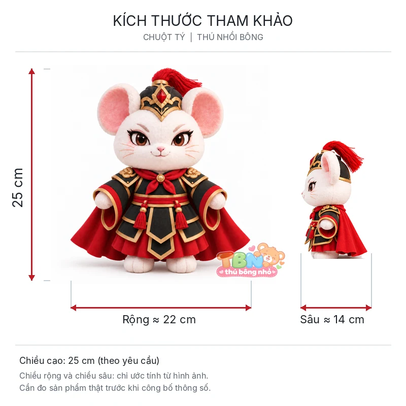 Ảnh bổ sung của Chuột bông Tý võ tướng đặt may theo yêu cầu