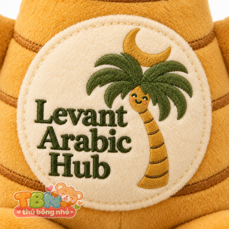 Thú bông Cây cọ Levant – chi tiết logo trên mẫu tham khảo