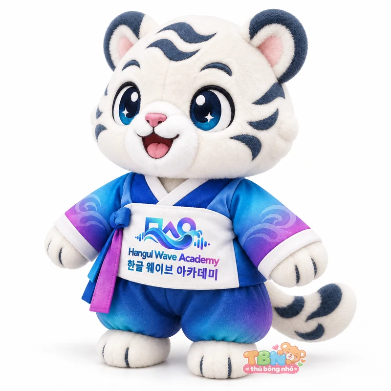 Thú bông hổ trắng Baekho Wave đặt may theo yêu cầu – góc nghiêng 45 độ