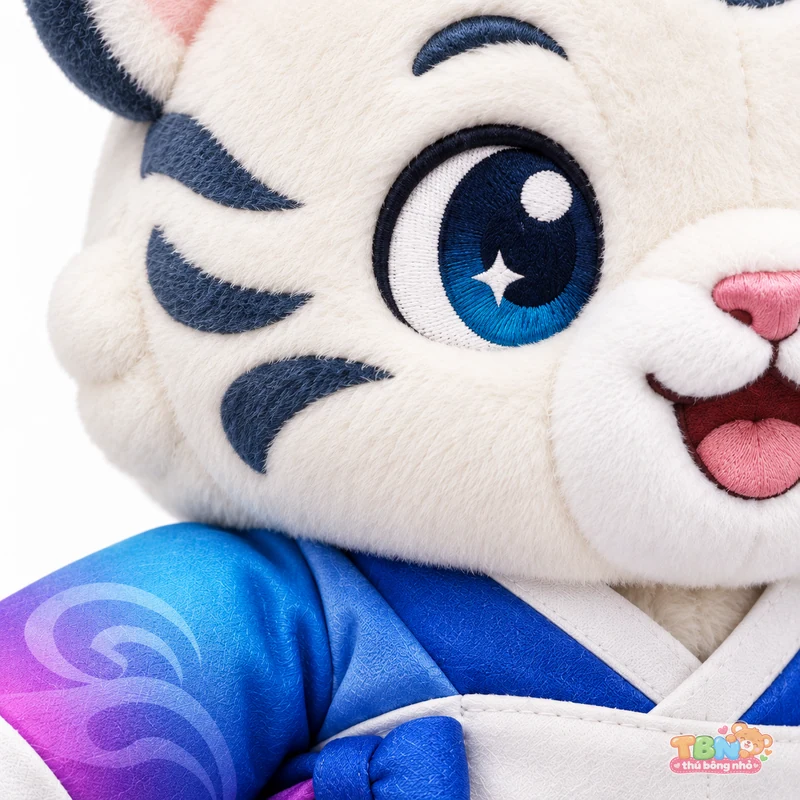 Thú bông hổ trắng Baekho Wave đặt may theo yêu cầu – chi tiết bề mặt và nhận diện