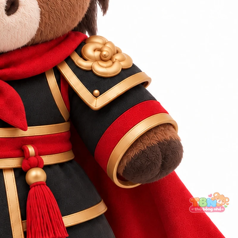 Thú bông ngựa Ngọ võ tướng chibi theo yêu cầu – chi tiết bề mặt và nhận diện