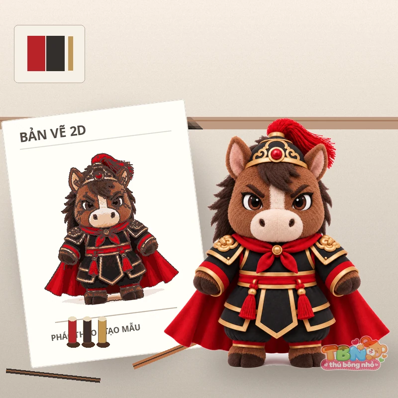 Ảnh bổ sung của Thú bông ngựa Ngọ võ tướng chibi theo yêu cầu
