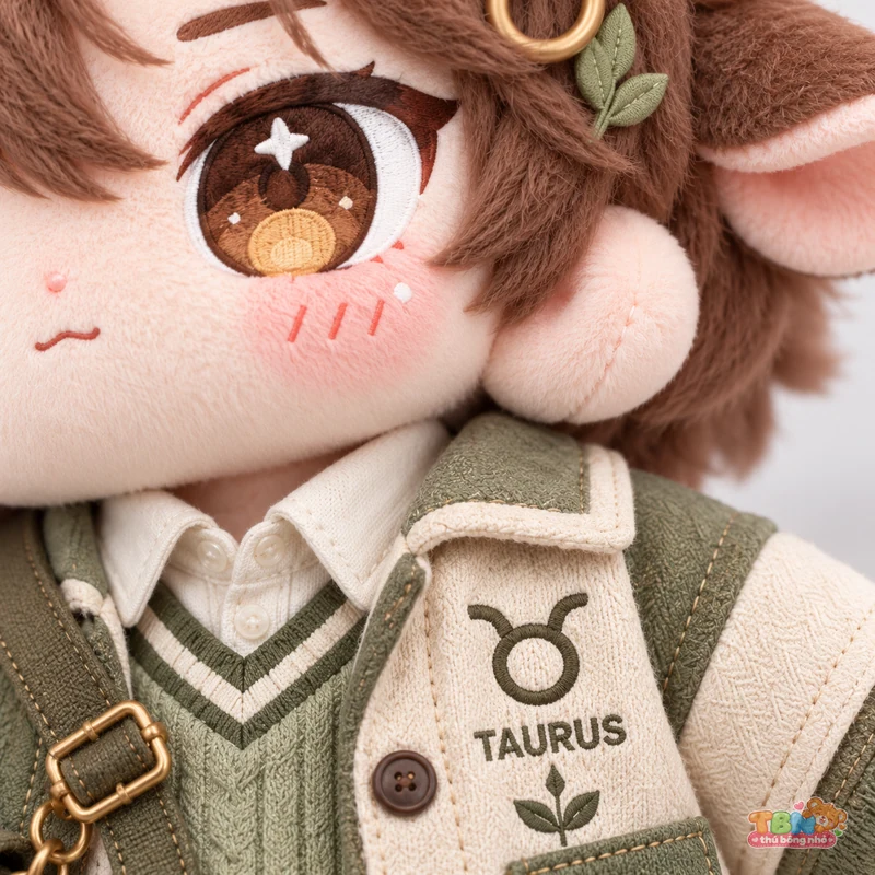 Thú bông Kim Ngưu Taurus chibi đặt may theo yêu cầu – chi tiết bề mặt và nhận diện