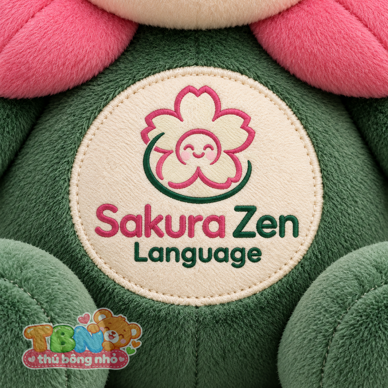 Thú bông Hoa anh đào Sakura Zen – chi tiết logo trên mẫu tham khảo
