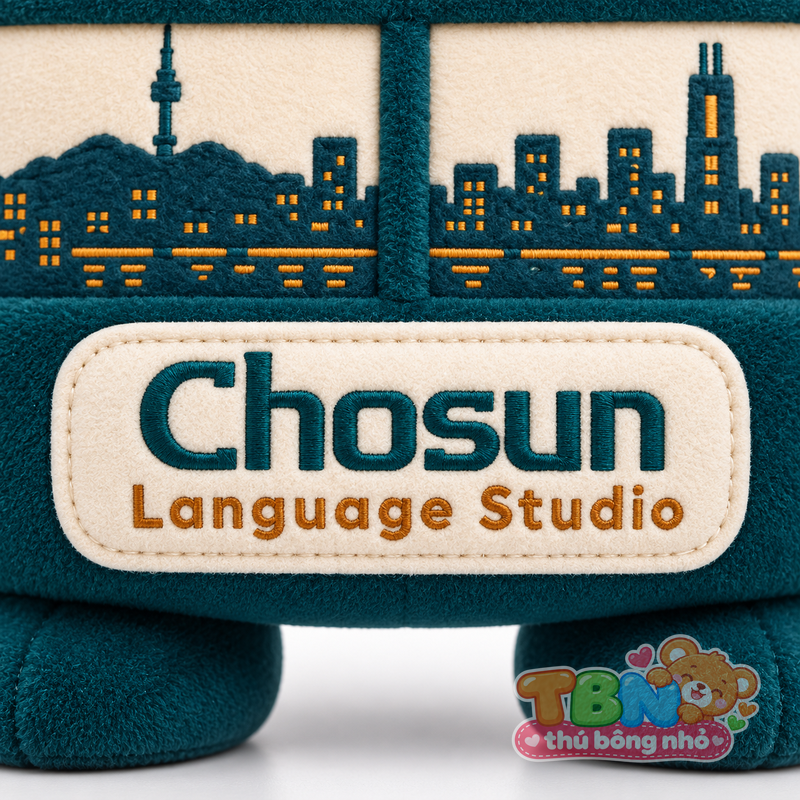 Thú bông Cửa sổ Hanok Chosun – chi tiết logo trên mẫu tham khảo