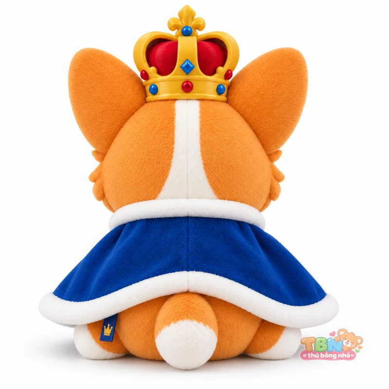 Ảnh bổ sung của Thú bông Corgi đội vương miện gắn logo theo yêu cầu