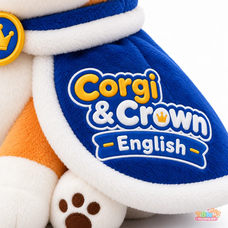 Ảnh bổ sung của Thú bông Corgi đội vương miện gắn logo theo yêu cầu