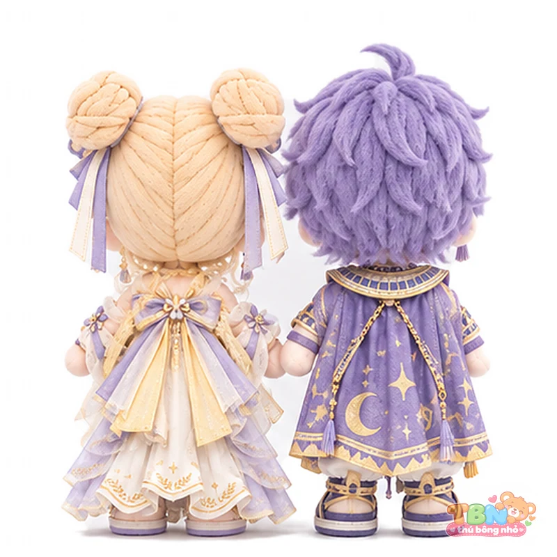Ảnh bổ sung của Búp bê bông Song Tử cặp chibi vàng tím theo yêu cầu