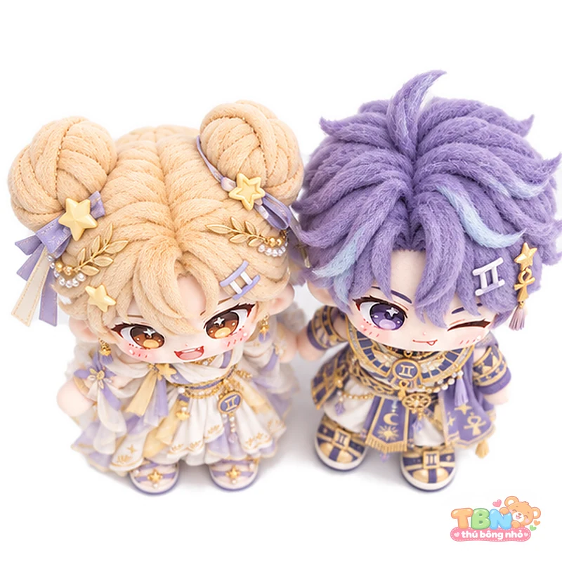Ảnh bổ sung của Búp bê bông Song Tử cặp chibi vàng tím theo yêu cầu